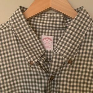 Brooks Brothers Green and White Check Button Down